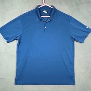 Nike Golf Polo Shirt Mens XL Blue Dri Fit Short Sleeve Stretch Fabric‎ Collared